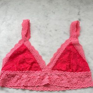 Hanky Panky Pink Coral Lace Bralette - Soft Stretch Triangle Bralette